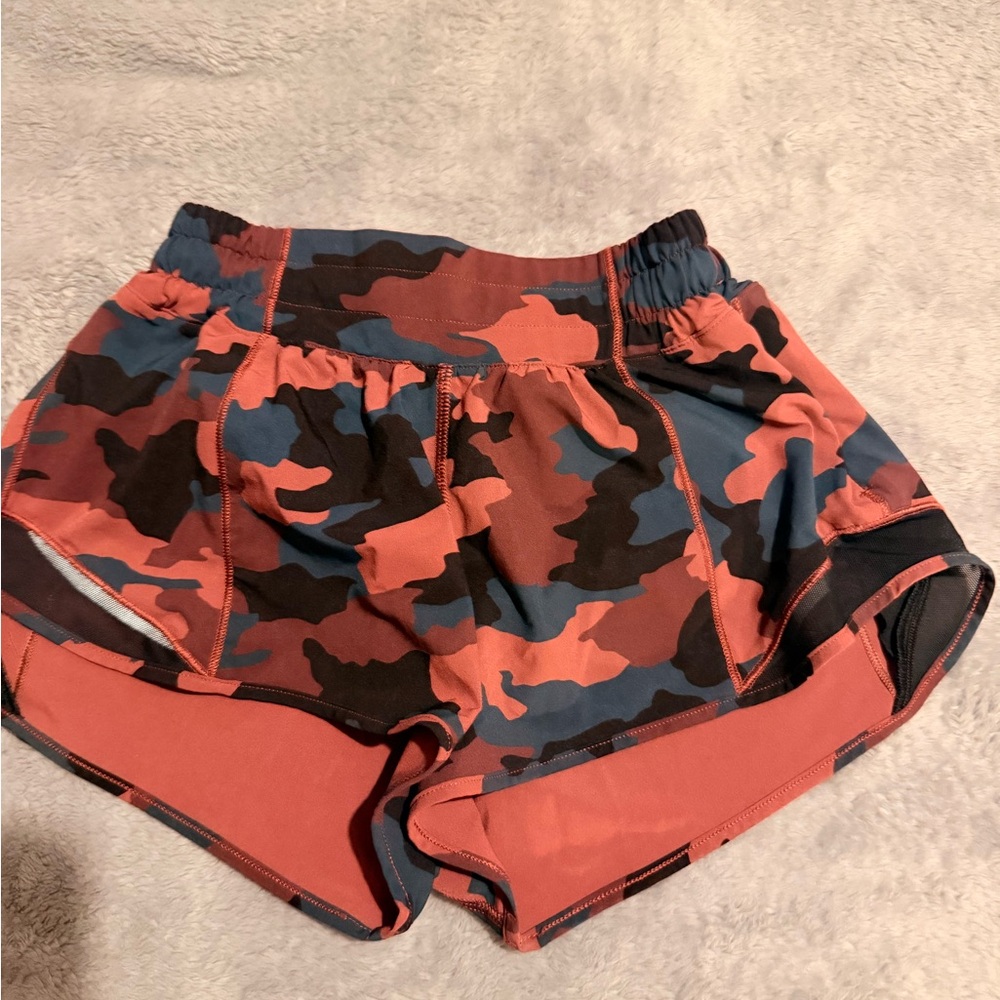 Lululemon Hottie-Hot Coral Camo Running Shorts